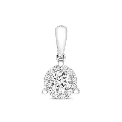 DIAMOND BRILLIANT 3 CLAW PENDANT 0.31ct 18ct White Gold